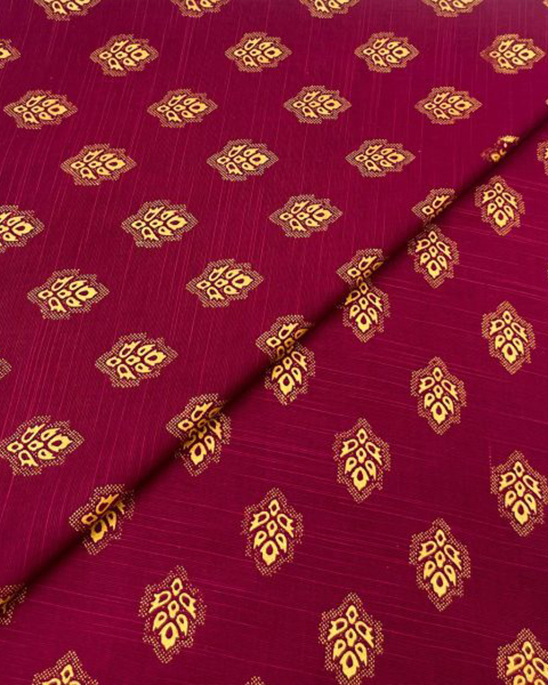 Maroon Gold Leaf Khaddar