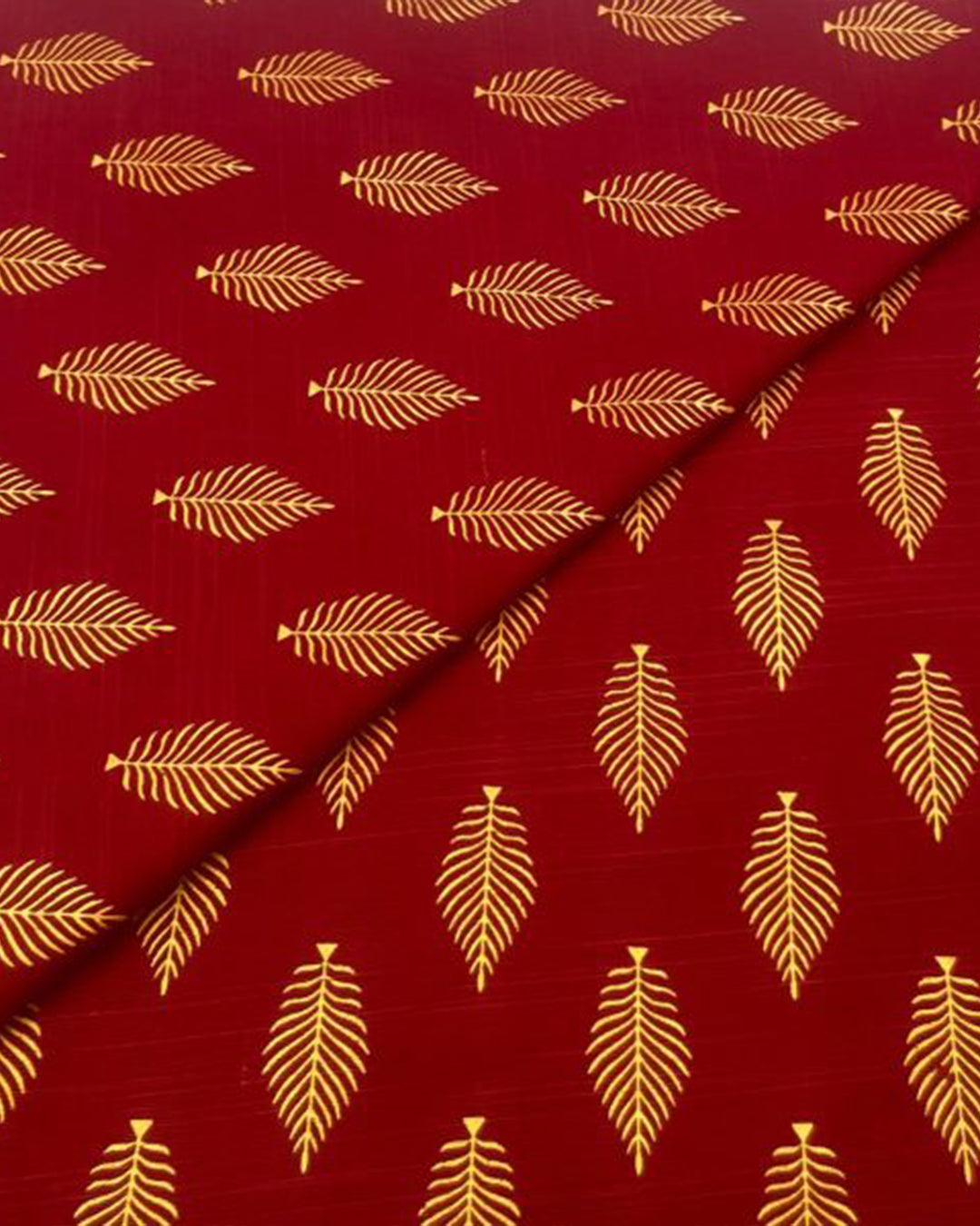 Brick Red Gold Leaf Khaddar