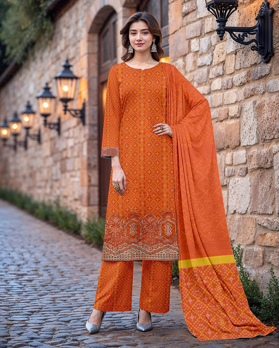 Narangi Aangan - 3 Piece