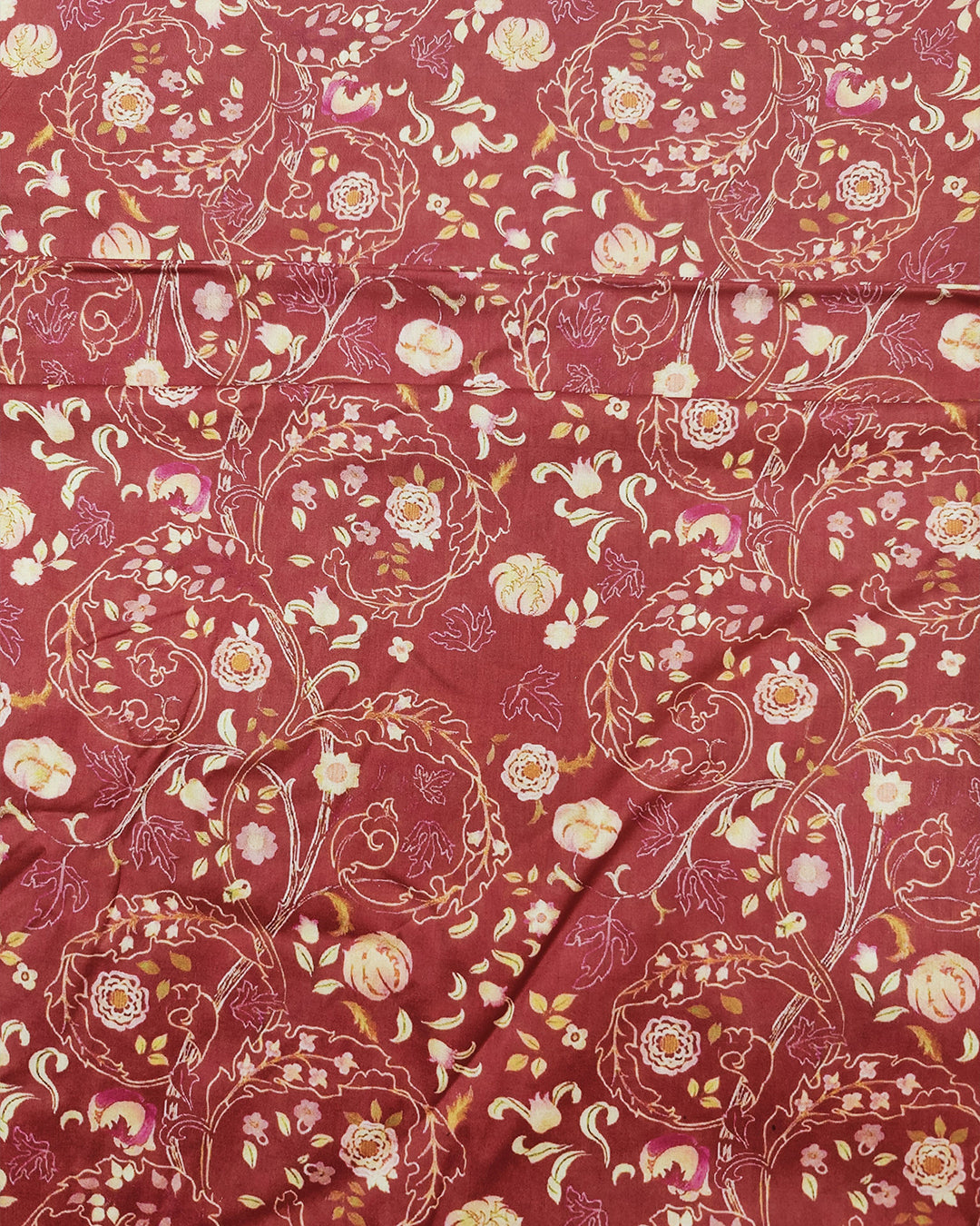 Golden Red Blossom – Print Lawn
