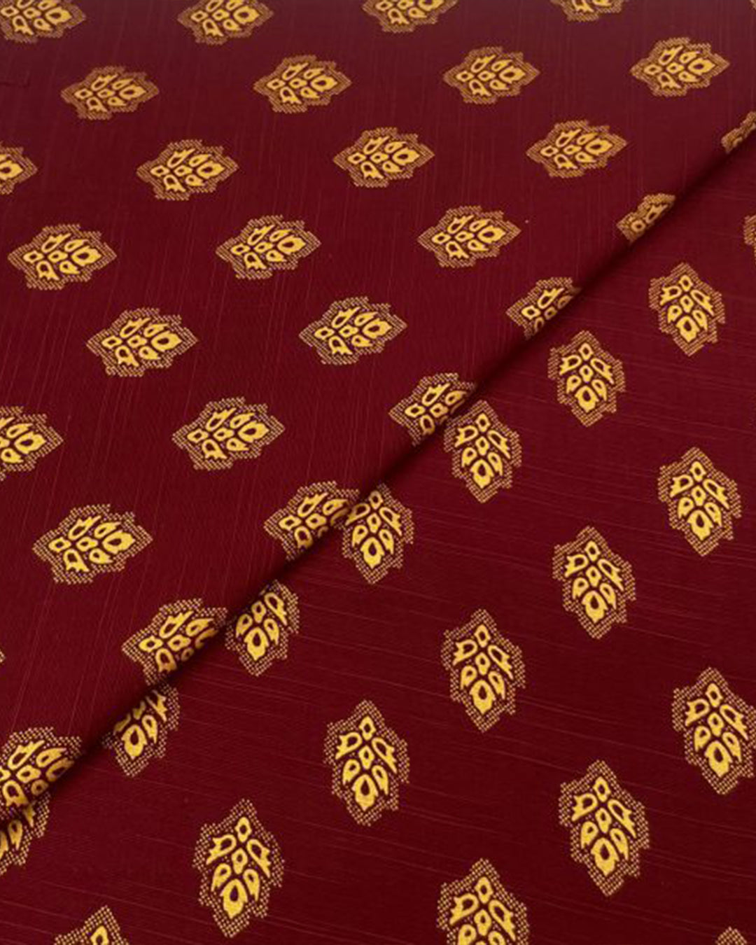 Wine Gold Leaf Khaddar