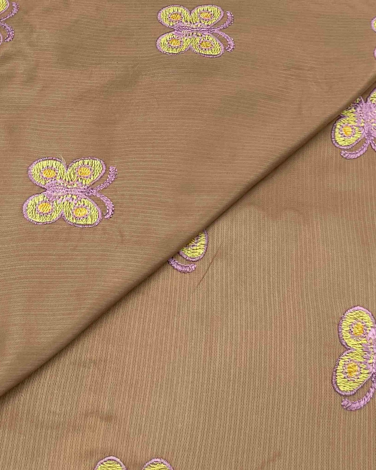 Caramel Butterfly Kutail Linen Embroidery