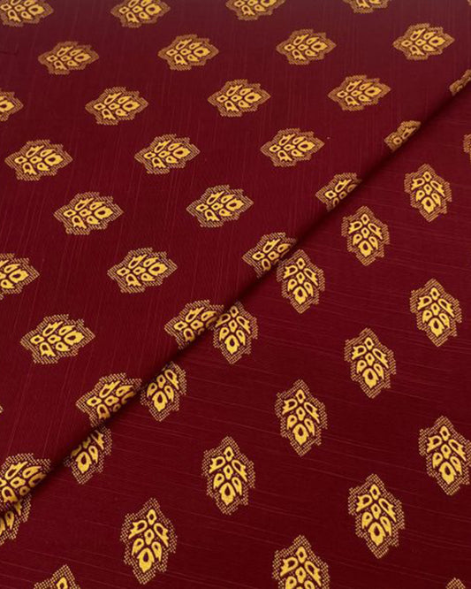 Wine Gold Leaf Khaddar
