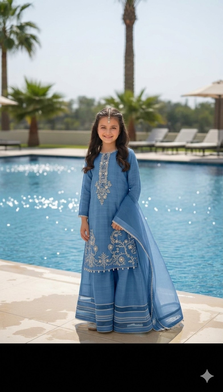 Kids lawn 2p collection  unstitched.  Kid008